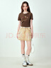 樂(lè )町Little Lulu聯(lián)名夏季新款緊身圖案綁帶T恤女C1CNE2122 棕色 M 曬單實(shí)拍圖