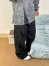 古由卡（GUUKA）工裝休閑褲男士運(yùn)動(dòng)褲夏秋季直筒男褲2025新闊腿傘兵褲戶外登山褲 黑色 L 曬單實(shí)拍圖