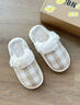 樸西冬季格紋復古保暖室內女棉拖鞋厚底居家防滑舒絨棉內里情侶棉拖男 奶咖色 37-38 曬單實(shí)拍圖