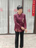 俞兆林奶奶長(cháng)袖襯衫老人老太太上衣媽媽套裝中老年人女春秋薄款外套衣服 酒紅色上衣+黑色褲子 2XL (建議105-120斤) 曬單實(shí)拍圖