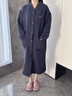 妮狄婭情侶睡衣女秋冬長(cháng)袖純棉加厚夾層睡袍男復古文藝家居服套裝 女款藏藍 QF25714 L 曬單實(shí)拍圖