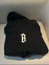 BONELESS基礎B字膠漿印花加絨帽衫美式高街復古ins春秋重磅連帽衛衣男外套 黑色基礎B字母連帽衛衣常規 M  建議160-165cm/90-100斤 曬單實(shí)拍圖