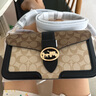 蔻馳（COACH）【品牌直供】coach女包手提單肩斜挎腋下酒神包送女友節日禮物 5509IMRKY卡其色黑色 曬單實(shí)拍圖