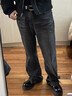 PalaceMagician美小眾水洗破壞做舊微喇牛仔褲休閑男褲91yxng同款 牛仔黑灰色 XL 50 曬單實(shí)拍圖