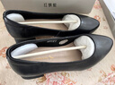 紅蜻蜓單鞋女粗跟淺口女鞋中跟套腳鞋子女顯瘦皮鞋WTB435931G黑色36 曬單實(shí)拍圖