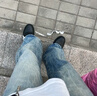 卡圖弛閃電竹節(jié)紋牛仔褲男秋季美式復古顯腿長褲cleanfit水洗直筒微喇褲 藍色 XL 曬單實拍圖