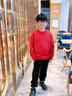 李寧兒童運動(dòng)套裝新年款加絨保暖男大童運動(dòng)服衛衣衛褲運動(dòng)兩件套 朱砂紅衛衣+黑色衛褲 加絨 130 曬單實(shí)拍圖