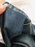 兮唯XW新款女褲休閑褲復古窄版牛仔褲加絨顯瘦分割闊腿直筒牛仔褲 藍色 27 曬單實(shí)拍圖