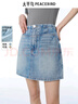 太平鳥(niǎo)女裝牛仔褲高腰中短褲裙褲夏季A字簡(jiǎn)約百搭 牛仔中藍 L 曬單實(shí)拍圖