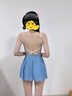 普拉施（PULASSI）泳衣女泡溫泉高級感2025新款顯瘦連體泳裝成人游泳館專(zhuān)用游泳衣女 云白天藍 【平角底褲】 L （159-164cm）建議50-58kg 曬單實(shí)拍圖