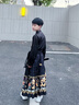G.DUCKKIDS童裝漢服兒童套裝春秋季2024新款中國龍馬面裙女童男孩唐裝 黑色套裝【黑上衣+黑馬面裙】 120尺碼5~6歲【110-120cm】 曬單實(shí)拍圖