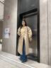 對白【杜鵑同款】90白鴨絨菱格長(cháng)款羽絨服女2025冬新款圍巾領(lǐng)外套 奶茶色 XS 曬單實(shí)拍圖