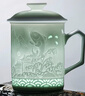 御嘉齋景德鎮影青玲瓏陶瓷茶杯茶水分離水杯辦公室教師節禮物 《鴻運當頭》玲瓏雕刻辦公杯 曬單實(shí)拍圖