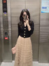 VEOX毛衣女針織衫女2025新款小香風(fēng)長袖外套修身毛衣氣質(zhì)短款開衫打底 黑色 M 【建議90-105斤】 曬單實(shí)拍圖