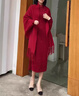 恒源祥披肩女士流蘇外搭結婚婚禮禮服晚宴伴娘春秋三角紅色搭配旗袍 三角流蘇-酒紅 曬單實(shí)拍圖