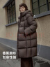 坦博爾【高充絨量】連帽羽絨服女中長(cháng)款加厚保暖冬天外套TBF530780J 巧克力 M (165) 曬單實(shí)拍圖