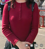 優(yōu)衣庫女裝羅紋亨利領(lǐng)T恤/長(cháng)袖修身短款內搭打底25新款479591 17 棗紅色 L /160/88A 曬單實(shí)拍圖