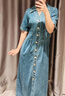 UR2025春季新款女裝復古休閑收腰紐扣牛仔連衣裙UWM850110 曬單實(shí)拍圖