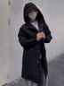 慕梵棉春季新款中長(cháng)款風(fēng)衣男秋冬新款痞帥大碼寬松連帽過(guò)膝潮流披風(fēng)外套 黑色常規厚度 3XL 適合180-220斤 曬單實(shí)拍圖