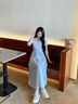 斤慕韓系連衣裙女秋冬氣質(zhì)長(cháng)裙POLO領(lǐng)設計感收腰顯瘦藍色a字裙 S(建議98斤以?xún)? 曬單實(shí)拍圖