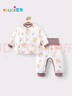 優(yōu)奇嬰兒衣服秋冬保暖寶寶高腰護(hù)肚夾棉打底衣分體內(nèi)穿秋衣褲純棉套裝 曬單實(shí)拍圖