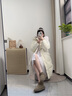 BEIZIER周冬雨同款雪地靴女真皮短筒懶人一腳蹬東北棉鞋加絨加厚保暖防滑 羚羊棕色 38 曬單實(shí)拍圖
