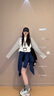 LDBE韓系字母印花條紋長袖T恤女2025新款寬松秋季穿搭慵懶風(fēng)上衣打底 白色 M 【80-100斤】 曬單實拍圖