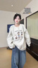 LDBE蕾絲刺繡圓領(lǐng)衛(wèi)衣女秋季薄款寬松設(shè)計感小眾慵懶風(fēng)灰色無帽上衣潮 灰色 L 【110-130斤】 曬單實拍圖