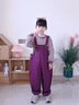 mlgt kids童裝女童秋季背帶褲套裝2025新款兒童條紋兩件套春秋款衣服 紫色 正碼 勿拍大 120 曬單實(shí)拍圖