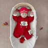 G.DUCKKIDS小黃鴨滿(mǎn)月嬰兒衣服春秋新生兒連體衣中國風(fēng)百天男女寶寶周歲禮服 紅色金鎖禮服+掛件 66cm 66碼0-3月建議寶寶4-6公斤 曬單實(shí)拍圖