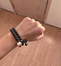 彩萊婭疊戴黑色佛珠手串男士雙層蓮花菩提子手鏈男女文玩手把件念珠禮物 雙圈手鏈 曬單實(shí)拍圖