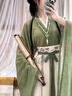 漢服魏晉風(fēng)女裝成年人古裝大袖襦女裝中國風(fēng)戰國袍新中式大賞仙氣 綠色套裝 L 曬單實(shí)拍圖