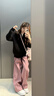 NICEBAD(原WORKSOUT)V翻領(lǐng)套頭毛衣寬松休閑簡(jiǎn)約cleanfit春秋男女 黑色 S 曬單實(shí)拍圖