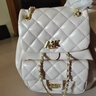 香港輕奢大牌包包小香風(fēng)菱格鏈條雙肩包女2025新款時(shí)尚抽繩小背包 米白色 女生生日禮物走心送女友送老婆 曬單實(shí)拍圖