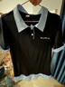 LDBE學(xué)院風(fēng)polo領(lǐng)短袖t恤女夏季正肩拼接格子設計感小眾修身顯瘦上衣 藏青色 S 【80-95斤】 曬單實(shí)拍圖