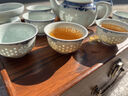 冠若正宗景德鎮陶瓷茶具套裝青花玲瓏瓷泡茶壺茶杯家用功夫茶具禮盒 青花玲瓏（吉祥如意）茶壺茶具套裝 6人飲 10件 曬單實(shí)拍圖