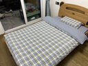 水星家紡出品純棉四件套105g水洗棉格子條紋無(wú)印風(fēng)三件套學(xué)生親膚 保羅+中灰 床單款  1.2床單三件套-被套150*200 曬單實(shí)拍圖