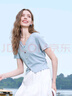 百圖betu女裝2025夏季新款T恤歐若風(fēng)甜美褶皺收腰V領(lǐng)短袖上衣2507T09 淺蘭 S 曬單實(shí)拍圖