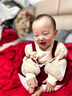 G.DUCKKIDS小黃鴨女童套裝春秋款連衣裙周歲女寶寶公主裙禮服兒童秋冬兩件套 紅色春秋套裝（花朵款夾子） 90 尺碼1~2歲【 80-90cm】 曬單實(shí)拍圖