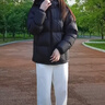 駱駝熾云羽絨服男女冬季連帽防潑防風(fēng)鴨絨輕暖情侶面包服 黑色 男女同款【火山】7674B L 曬單實(shí)拍圖