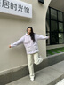 森馬（Semir）外套女仿羊羔毛搖粒絨雙面穿寬松撞色2025冬新款連帽落肩夾克 粉紫70014 L 曬單實(shí)拍圖