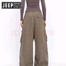 JEEP SPIRIT吉普美式風(fēng)復古褶皺大口袋工裝牛仔褲男女小眾設計感高街闊腿褲子 黑灰色 XL 曬單實(shí)拍圖