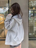 詩丹蕊oversize灰色拼接格子拉鏈外套女春秋2025新款韓系慵懶風連帽開衫 灰色（春秋）薄款 均碼 【可備注碼數(shù)】 曬單實拍圖