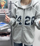 F426國潮牌秋季嘻哈寬松大logo格子貼繡衛衣外套 花灰  L 曬單實(shí)拍圖