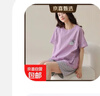 純棉睡衣女夏短袖套裝韓版可愛(ài)夏短褲卡通休閑季家居服2025年新款 紫色 XL 【120-140斤】 曬單實(shí)拍圖