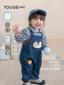 幼歌（YOUGE）嬰幼兒秋季新款動(dòng)物造型外出百搭背帶褲可愛(ài)童趣牛仔褲 藍色 80 cm 曬單實(shí)拍圖