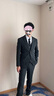 SUSTYLEG輕奢品牌西裝男套裝條紋新郎結(jié)婚西服英倫韓版修身商務(wù)職業(yè)正裝 深灰色【西服+馬甲+褲子+】 2XL 150斤內(nèi) 曬單實拍圖