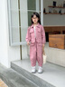 酷樂羊女童春裝百搭牛仔外套套裝2025新款兒童洋氣春秋款薄款休閑兩件套 粉紅色 110 曬單實拍圖