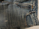 MO&Co.牛仔褲春高腰棉質(zhì)九分錐形手工微磨爛破洞MBE1JEN009 牛仔藍色 XS 曬單實(shí)拍圖