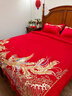 RIK SMITS奢華婚慶十件套大紅全棉龍鳳繡花婚嫁喜被結婚 龍翔鳳瑞(四件套） 1.8 床單款 （被套200*230cm） 曬單實(shí)拍圖